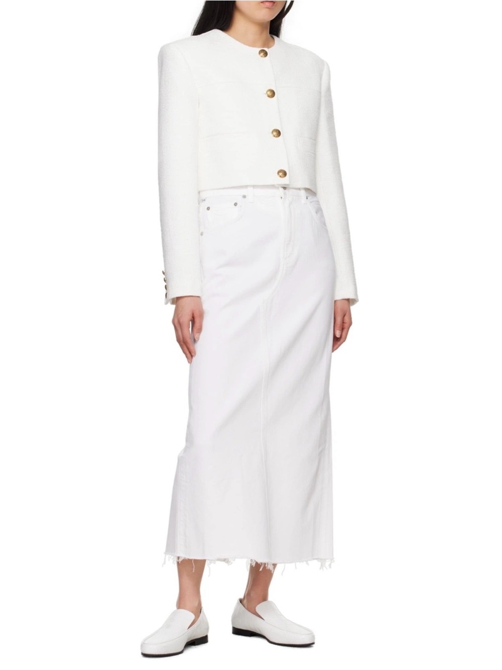 Citizens of Humanity Circolo Reworked White Denim Maxi Skirt 26 NWT Premium